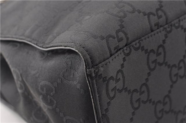 Authentic GUCCI Bamboo 2way Shoulder Hand Bag Nylon Leather 0021016 Black 1461G