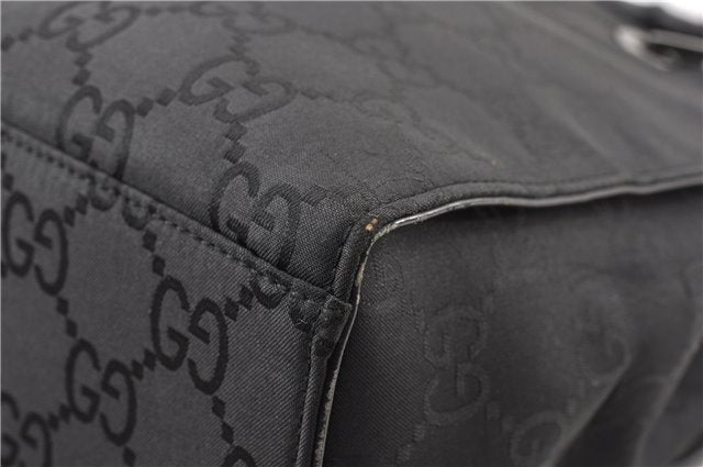 Authentic GUCCI Bamboo 2way Shoulder Hand Bag Nylon Leather 0021016 Black 1461G