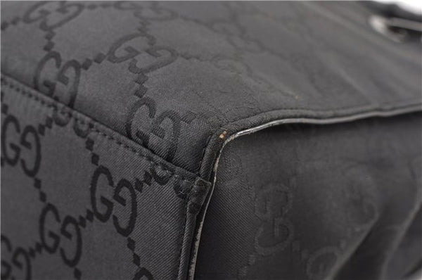 Authentic GUCCI Bamboo 2way Shoulder Hand Bag Nylon Leather 0021016 Black 1461G