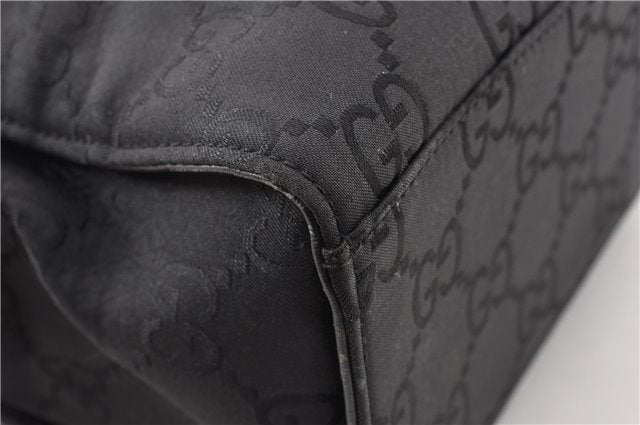 Authentic GUCCI Bamboo 2way Shoulder Hand Bag Nylon Leather 0021016 Black 1461G