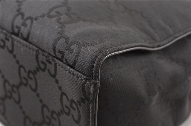 Authentic GUCCI Bamboo 2way Shoulder Hand Bag Nylon Leather 0021016 Black 1461G