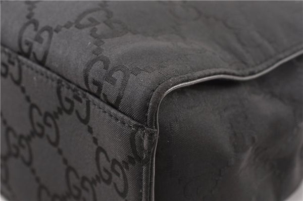 Authentic GUCCI Bamboo 2way Shoulder Hand Bag Nylon Leather 0021016 Black 1461G