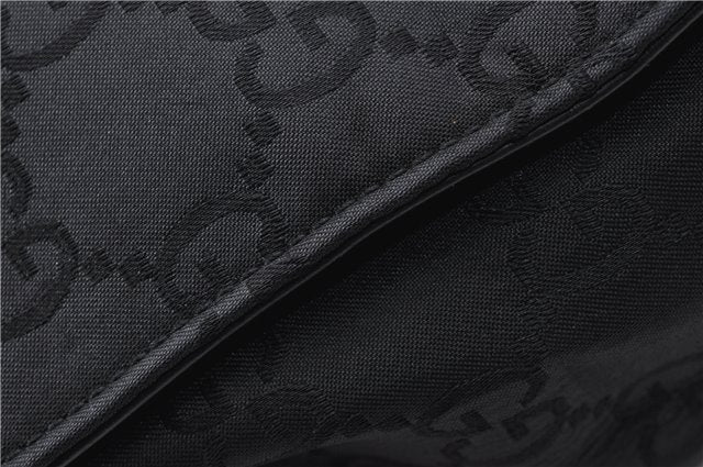 Authentic GUCCI Bamboo 2way Shoulder Hand Bag Nylon Leather 0021016 Black 1461G