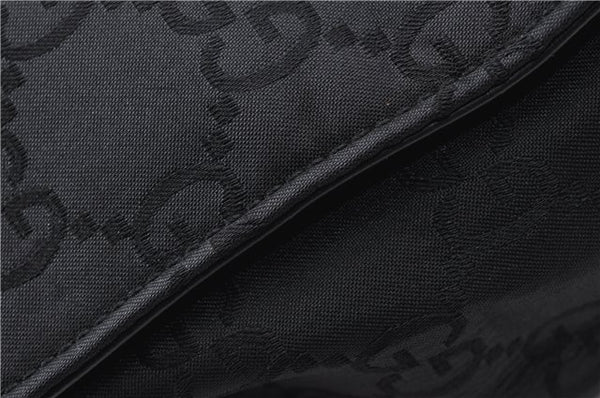 Authentic GUCCI Bamboo 2way Shoulder Hand Bag Nylon Leather 0021016 Black 1461G