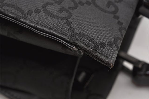 Authentic GUCCI Bamboo 2way Shoulder Hand Bag Nylon Leather 0021016 Black 1461G