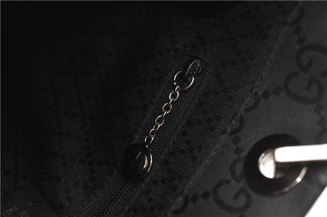 Authentic GUCCI Bamboo 2way Shoulder Hand Bag Nylon Leather 0021016 Black 1461G