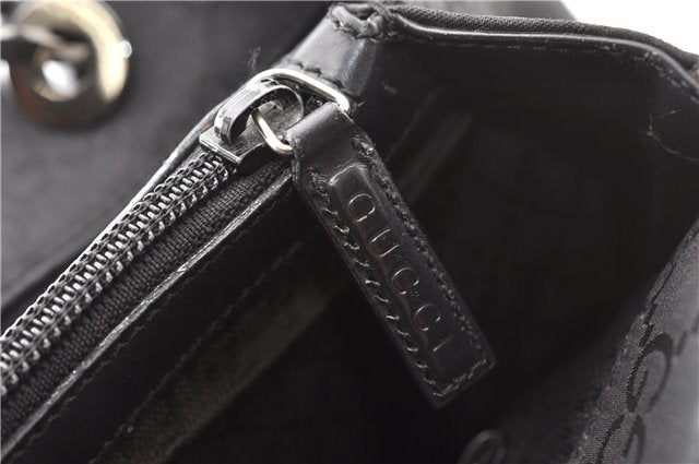 Authentic GUCCI Bamboo 2way Shoulder Hand Bag Nylon Leather 0021016 Black 1461G