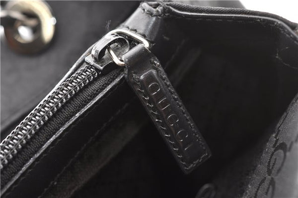 Authentic GUCCI Bamboo 2way Shoulder Hand Bag Nylon Leather 0021016 Black 1461G
