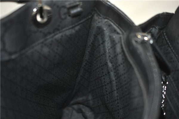 Authentic GUCCI Bamboo 2way Shoulder Hand Bag Nylon Leather 0021016 Black 1461G