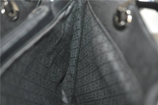 Authentic GUCCI Bamboo 2way Shoulder Hand Bag Nylon Leather 0021016 Black 1461G