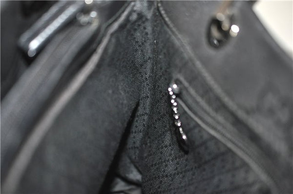 Authentic GUCCI Bamboo 2way Shoulder Hand Bag Nylon Leather 0021016 Black 1461G