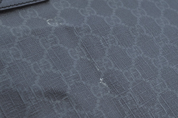 Authentic GUCCI Vintage 2Way Travel Boston Bag GG PVC Leather 162800 Black 1462F