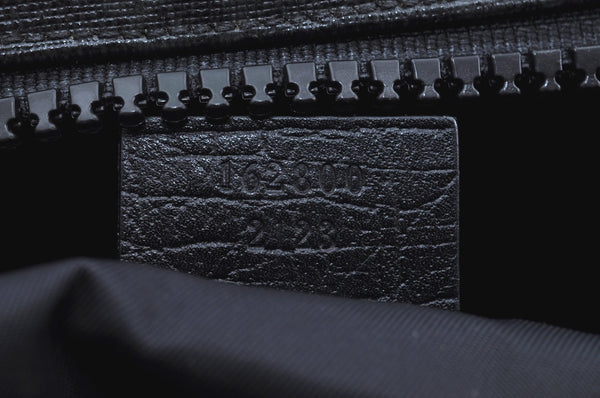 Authentic GUCCI Vintage 2Way Travel Boston Bag GG PVC Leather 162800 Black 1462F