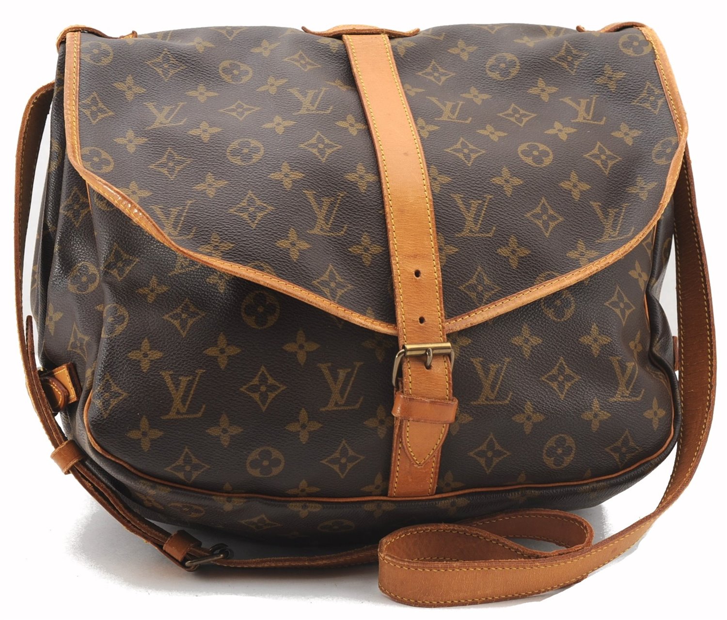 Authentic Louis Vuitton Monogram Saumur 35 Shoulder Cross Bag M42254 LV 1464F