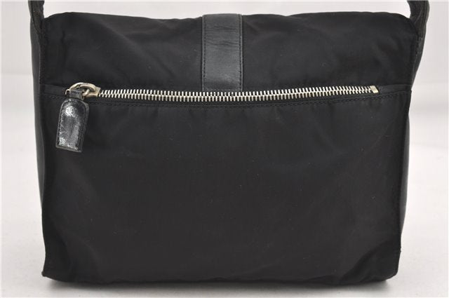 Authentic PRADA Leather Nappa Nylon Shoulder Cross Body Bag Purse Black 1464G