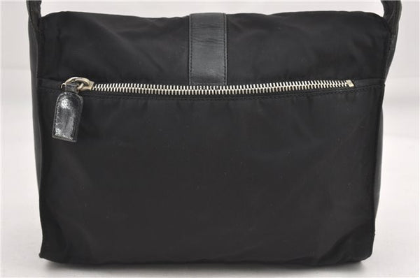 Authentic PRADA Leather Nappa Nylon Shoulder Cross Body Bag Purse Black 1464G