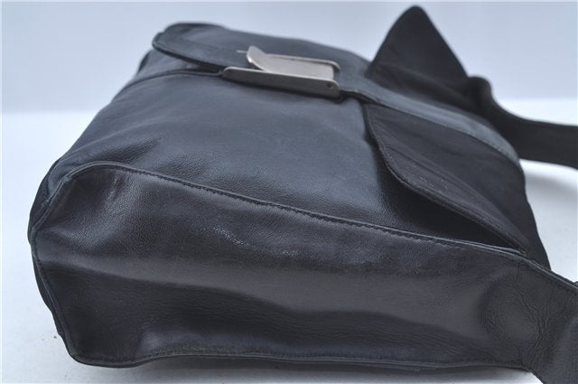 Authentic PRADA Leather Nappa Nylon Shoulder Cross Body Bag Purse Black 1464G
