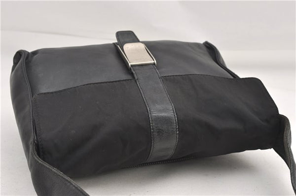 Authentic PRADA Leather Nappa Nylon Shoulder Cross Body Bag Purse Black 1464G