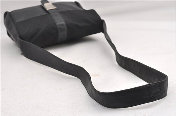 Authentic PRADA Leather Nappa Nylon Shoulder Cross Body Bag Purse Black 1464G