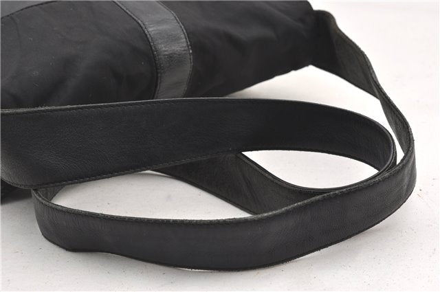 Authentic PRADA Leather Nappa Nylon Shoulder Cross Body Bag Purse Black 1464G