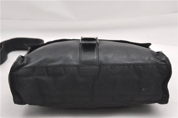 Authentic PRADA Leather Nappa Nylon Shoulder Cross Body Bag Purse Black 1464G