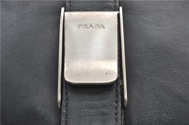 Authentic PRADA Leather Nappa Nylon Shoulder Cross Body Bag Purse Black 1464G