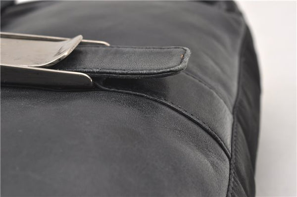 Authentic PRADA Leather Nappa Nylon Shoulder Cross Body Bag Purse Black 1464G