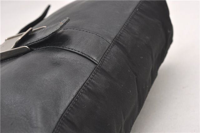 Authentic PRADA Leather Nappa Nylon Shoulder Cross Body Bag Purse Black 1464G