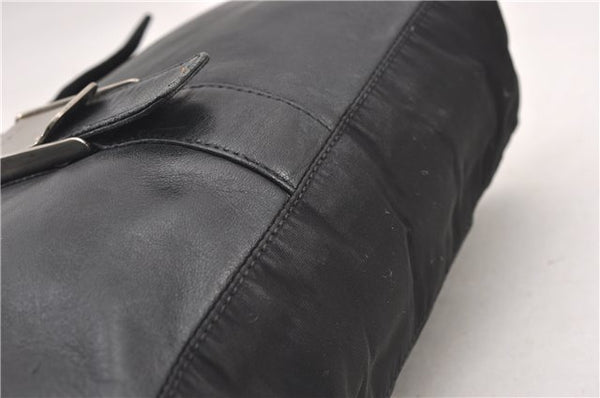 Authentic PRADA Leather Nappa Nylon Shoulder Cross Body Bag Purse Black 1464G