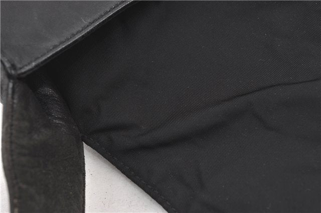 Authentic PRADA Leather Nappa Nylon Shoulder Cross Body Bag Purse Black 1464G