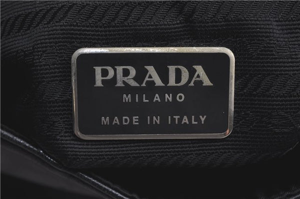 Authentic PRADA Leather Nappa Nylon Shoulder Cross Body Bag Purse Black 1464G