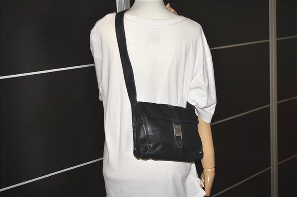 Authentic PRADA Leather Nappa Nylon Shoulder Cross Body Bag Purse Black 1464G