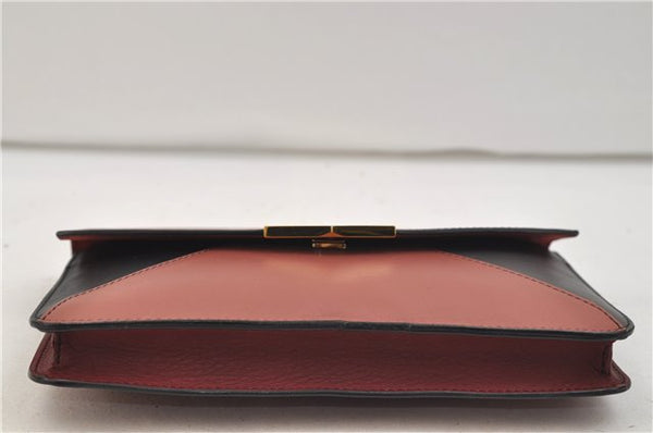 Authentic FENDI 2JOURS Leather Clutch Hand Bag Purse Bordeaux Red 1465E