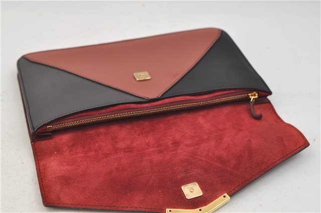 Authentic FENDI 2JOURS Leather Clutch Hand Bag Purse Bordeaux Red 1465E