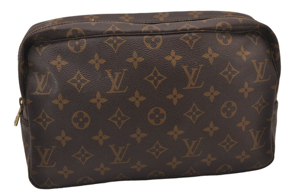 Auth Louis Vuitton Monogram Trousse Toilette 28 Clutch Hand Bag M47522 LV 1466I