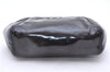 Authentic CHANEL Enamel Turnlock Cosmetic Pouch Purse Black CC 1467E