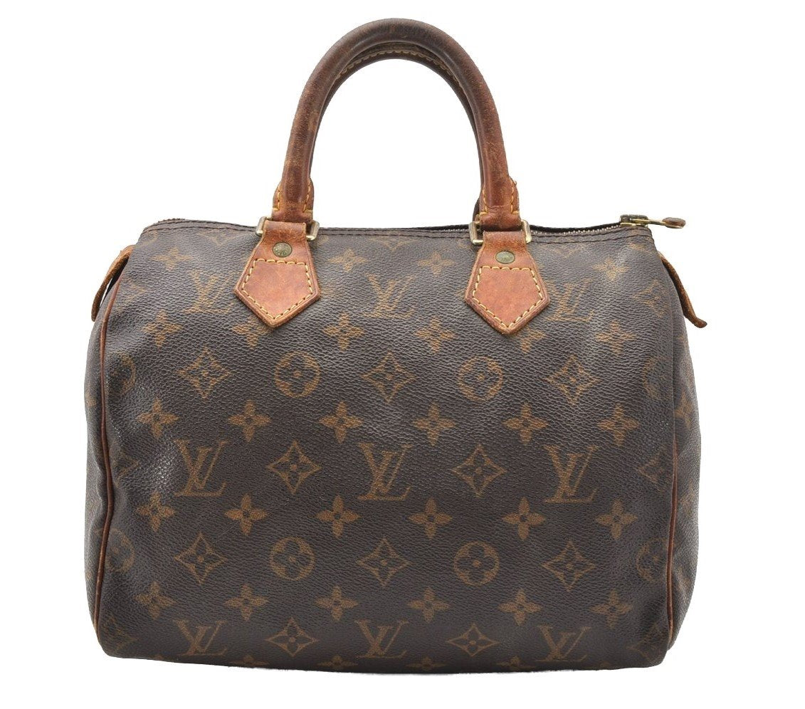 Authentic Louis Vuitton Monogram Speedy 25 Boston Hand Bag M41528 LV 1467I