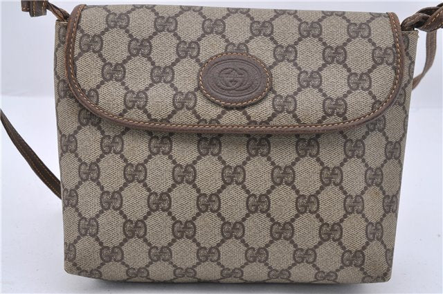 Authentic GUCCI Shoulder Cross Body Bag Purse GG PVC Leather Brown 1471D