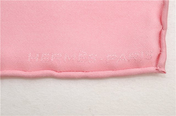 Authentic HERMES Petit Carre 40 Scarf Handkerchief "Grand H" Silk Pink Box 1471E