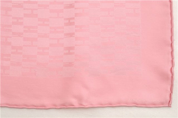 Authentic HERMES Petit Carre 40 Scarf Handkerchief "Grand H" Silk Pink Box 1471E