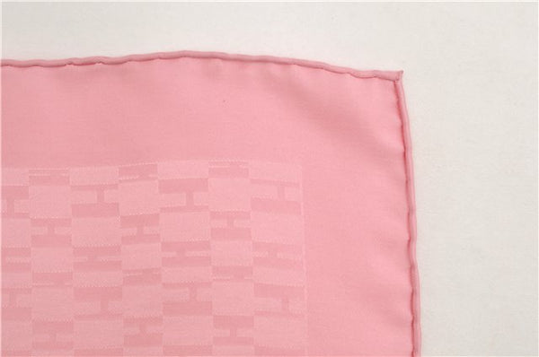 Authentic HERMES Petit Carre 40 Scarf Handkerchief "Grand H" Silk Pink Box 1471E