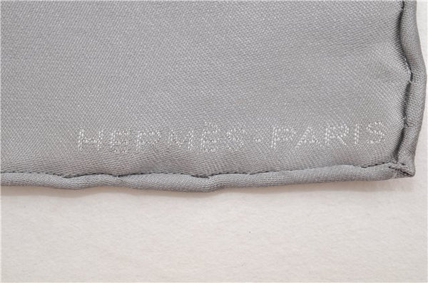Authentic HERMES Petit Carre 40 Scarf Handkerchief "Grand H" Silk Gray Box 1472E