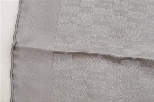 Authentic HERMES Petit Carre 40 Scarf Handkerchief "Grand H" Silk Gray Box 1472E