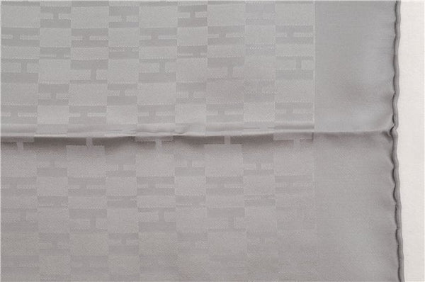 Authentic HERMES Petit Carre 40 Scarf Handkerchief "Grand H" Silk Gray Box 1472E