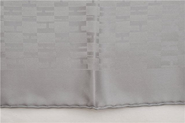 Authentic HERMES Petit Carre 40 Scarf Handkerchief "Grand H" Silk Gray Box 1472E