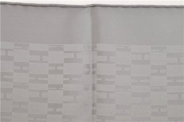 Authentic HERMES Petit Carre 40 Scarf Handkerchief "Grand H" Silk Gray Box 1472E