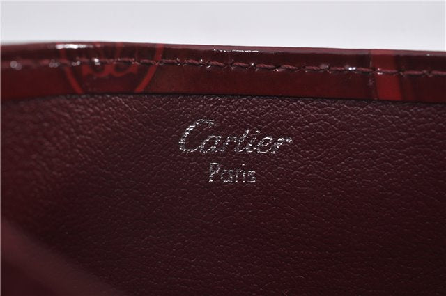 Authentic Cartier Must de Cartier Card Case Purse Enamel Bordeaux Red 1472F