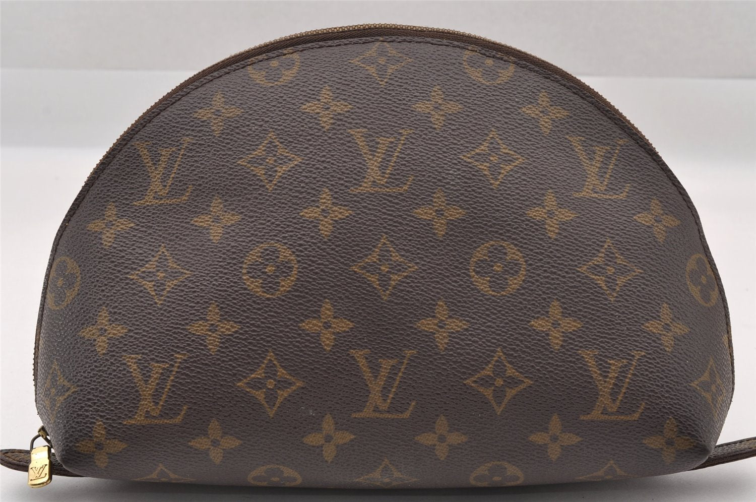 Auth Louis Vuitton Monogram Trousse Demi Ronde 23 Cosmetic Pouch M47520 LV 1472I