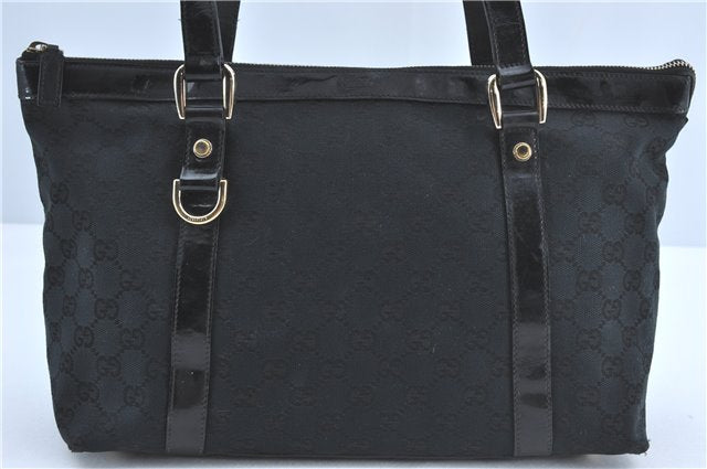 Authentic GUCCI Abbey Shoulder Tote Bag GG Canvas Leather 141470 Black 1474C