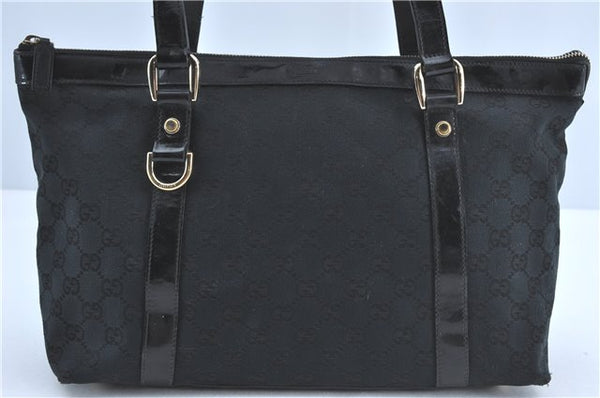 Authentic GUCCI Abbey Shoulder Tote Bag GG Canvas Leather 141470 Black 1474C